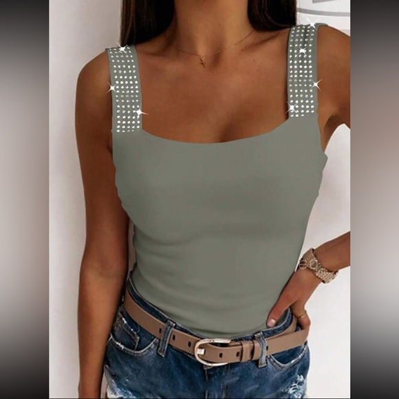 Luxe embellished fitted tank top - Picture 1 of 6